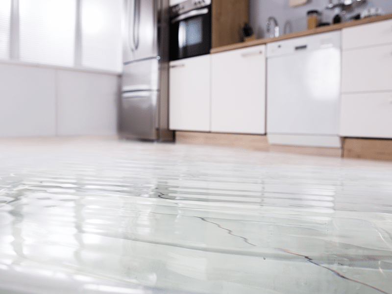 A Leak In A Kitchen Causes Flooding